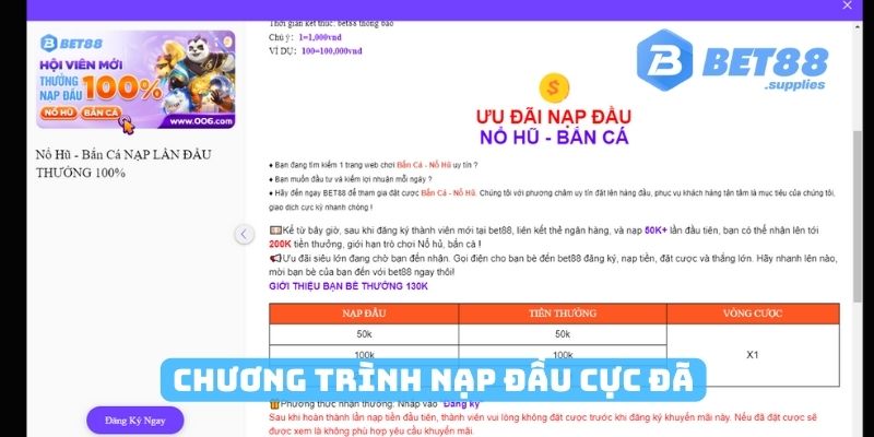 Chương trình nạp đầu cực đã cho thành viên mới