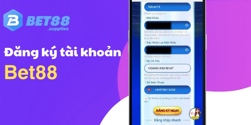 Đăng ký tài khoản Bet88 bằng Mobile